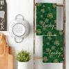Artoid Mode Dark Green Lucky Clover Shamrock St.Patrick’s Day Kitchen Dish Towels, 18×26 Inch Farmhouse Holiday Spring Decoration Cleaning Set of 2
