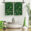 Artoid Mode Dark Green Lucky Clover Shamrock St.Patrick’s Day Kitchen Dish Towels, 18×26 Inch Farmhouse Holiday Spring Decoration Cleaning Set of 2