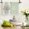 Artoid Mode Floral Bloom Vase Hello Spring Kitchen Towels Dish Towels, 18×26 Inch Seasonal Summer Decoration Hand Towels Set of 2