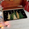 Artoid Mode Green Snowflakes Xmas Trees Christmas Doormat, Winter Low-Profile Switch Rug Home Decor Door Mat Floor Mat for Outdoor Indoor 17×29 Inch(Black)