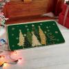 Artoid Mode Green Snowflakes Xmas Trees Christmas Doormat, Winter Low-Profile Switch Rug Home Decor Door Mat Floor Mat for Outdoor Indoor 17×29 Inch(Green)