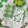 Artoid Mode Lucky Shamrock Florals Vase Stripes St. Patrick’s Day Kitchen Towels Dish Towels, 18×26 Inch Farmhouse Spring Decoration Cleaning Set of 4