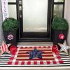 Artoid Mode Patriotic Stripes Star Let Freedom Ring Doormat, 4th of July Memorial Day Independence Day Low-Profile Floor Mat Switch Mat for Indoor Outdoor 17 x 29 Inch