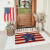 Artoid Mode Patriotic Stripes Star Let Freedom Ring Doormat, 4th of July Memorial Day Independence Day Low-Profile Floor Mat Switch Mat for Indoor Outdoor 17 x 29 Inch