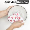Artoid Mode Pink Candy Floss Love Heart Valentine’s Kitchen Towels Dish Towels, 18×26 Inch Anniversary Wedding Decoration Cleaning Set of 2(Beige)