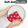 Artoid Mode Pink Candy Floss Love Heart Valentine’s Kitchen Towels Dish Towels, 18×26 Inch Anniversary Wedding Decoration Cleaning Set of 2(Red)