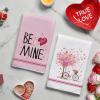 Artoid Mode Pink Love Heart Tree Bicycle Happy Valentine’s Kitchen Towels Dish Towels, 18×26 Inch Anniversary Wedding Decoration Cleaning Set of 4