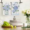 Artoid Mode Purple Hydrangea Vase Butterfly Spring Kitchen Towels Dish Towels, 18×26 Inch Summer Flowers Holiday Decoration Cleaning Set of 2(Blue)