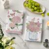 Artoid Mode Purple Hydrangea Vase Butterfly Spring Kitchen Towels Dish Towels, 18×26 Inch Summer Flowers Holiday Decoration Cleaning Set of 2(Pink)