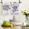 Artoid Mode Purple Hydrangea Vase Butterfly Spring Kitchen Towels Dish Towels, 18×26 Inch Summer Flowers Holiday Decoration Cleaning Set of 2(Purple)