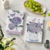 Artoid Mode Purple Hydrangea Vase Butterfly Spring Kitchen Towels Dish Towels, 18×26 Inch Summer Flowers Holiday Decoration Cleaning Set of 2(Purple)