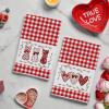 Artoid Mode Red Buffalo Plaid Love Heart Cat Valentine’s Kitchen Towels Dish Towels, 18×26 Inch Anniversary Wedding Decoration Cleaning Set of 2