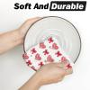 Artoid Mode Red Love Heart Bowknot Valentine’s Kitchen Towels Dish Towels, 18×26 Inch Anniversary Wedding Decoration Cleaning Set of 2(Red)