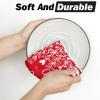 Artoid Mode Red Love Heart Floral Leaves Valentine’s Kitchen Towels Dish Towels, 18×26 Inch Anniversary Wedding Decoration Cleaning Set of 2