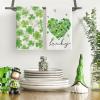 Artoid Mode Shamrock French Stripes Love Motto St. Patrick’s Day Home Kitchen Towels, 18×26 Inch Seasonal Holiday Decoration Hand Towels Set of 4