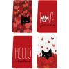 Artoid Mode Black Cats Pink Hearts Paw Print Valentine’s Kitchen Towels Dish Towels, 18×26 Inch Anniversary Wedding Decoration Cleaning Set of 4(Red)