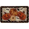 Artoid Mode Black Ghost Spooky Jack-O’-Lantern Pumpkin Halloween Doormat, Low-Profile Switch Rug Door Home Decor Mat Floor Mat for Indoor Outdoor 17×29 Inch(Black)