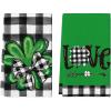 Artoid Mode Buffalo Plaid Shamrocks Love St. Patrick’s Day Kitchen Towels Dish Towels, 18×26 Inch Seasonal Spring Decoration Hand Towels Set of 2