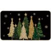 Artoid Mode Green Snowflakes Xmas Trees Christmas Doormat, Winter Low-Profile Switch Rug Home Decor Door Mat Floor Mat for Outdoor Indoor 17×29 Inch(Black)