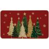 Artoid Mode Green Snowflakes Xmas Trees Christmas Doormat, Winter Low-Profile Switch Rug Home Decor Door Mat Floor Mat for Outdoor Indoor 17×29 Inch(Red)