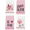 Artoid Mode Pink Love Heart Tree Bicycle Happy Valentine’s Kitchen Towels Dish Towels, 18×26 Inch Anniversary Wedding Decoration Cleaning Set of 4