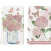 Artoid Mode Purple Hydrangea Vase Butterfly Spring Kitchen Towels Dish Towels, 18×26 Inch Summer Flowers Holiday Decoration Cleaning Set of 2(Pink)