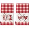 Artoid Mode Red Buffalo Plaid Love Heart Cat Valentine’s Kitchen Towels Dish Towels, 18×26 Inch Anniversary Wedding Decoration Cleaning Set of 2