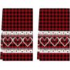 Artoid Mode Red Buffalo Plaid Love Heart Valentine’s Kitchen Towels Dish Towels, 18×26 Inch Wedding Anniversary Decoration Cleaning Set of 2