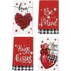 Artoid Mode Rose Floral Love Heart Kiss Valentine’s Kitchen Towels Dish Towels, 18×26 Inch Anniversary Wedding Decoration Cleaning Set of 4