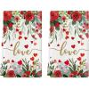 Artoid Mode Rose Floral Love Heart Valentine’s Kitchen Towels Dish Towels, 18×26 Inch Anniversary Wedding Decoration Cleaning Set of 2