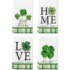 Artoid Mode Shamrock Bottle Home Love St. Patrick’s Day Kitchen Towels Dish Towels, 18×26 Inch Seasonal Decoration Hand Towels Set of 4