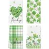 Artoid Mode Shamrock French Stripes Love Motto St. Patrick’s Day Home Kitchen Towels, 18×26 Inch Seasonal Holiday Decoration Hand Towels Set of 4