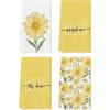 Artoid Mode Yellow Hello Sunshine Daisy Bless This Home Spring Kitchen Towels Dish Towels, 18×26 Inch Seasonal Summer Decoration Hand Towels Set of 4