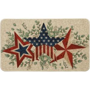Artoid Mode America Stars Eucalyptus Patriotic 4th of July Doormat, Memorial Day Home Decor Switch Rug Door Mat Floor Mat 17×29 Inch