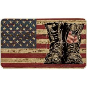 Artoid Mode American Flag Freedom Veteran Military Boots Doormat, 4th of July Memorial Day Patriotic Liberty Low-Profile Yard Floor Switch Mat for Indoor Outdoor 17 x 29 Inch