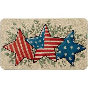 Artoid Mode American Flag Stars Eucalyptus Memorial Day Doormat, 4th of July Patriotic Independence Day Home Decor Low-Profile Switch Rug Door Mat Floor Mat for Indoor Outdoor 17×29 Inch