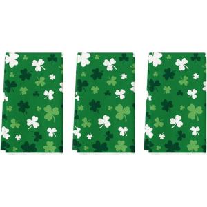 Artoid Mode Beige Clover Shamrock St.Patrick’s Day Kitchen Towels Dish Towels, 18×26 Inch Farmhouse Holiday Spring Decoration Cleaning Set of 2(3pcs green)