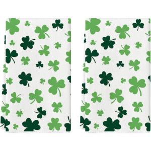 Artoid Mode Beige Clover Shamrock St.Patrick’s Day Kitchen Towels Dish Towels, 18×26 Inch Farmhouse Holiday Spring Decoration Cleaning Set of 2(Beige)