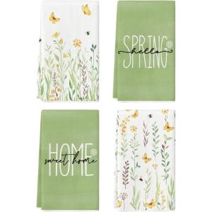 Artoid Mode Flower Home Spring Kitchen Towels Dish Towels, 18×26 Inch Seasonal Decoration Hand Towels Set of 4