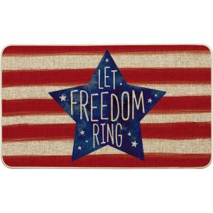 Artoid Mode Patriotic Stripes Star Let Freedom Ring Doormat, 4th of July Memorial Day Independence Day Low-Profile Floor Mat Switch Mat for Indoor Outdoor 17 x 29 Inch