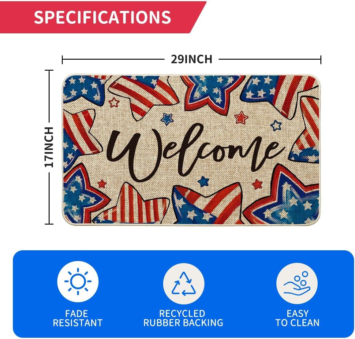 image:imageArtoid Mode American Flag Stars Welcome Patriotic 4th of July Doormat Memorial Day Home Decor Switch Rug Door Mat Floor Mat for Indoor Outdoor 17x29 Inch