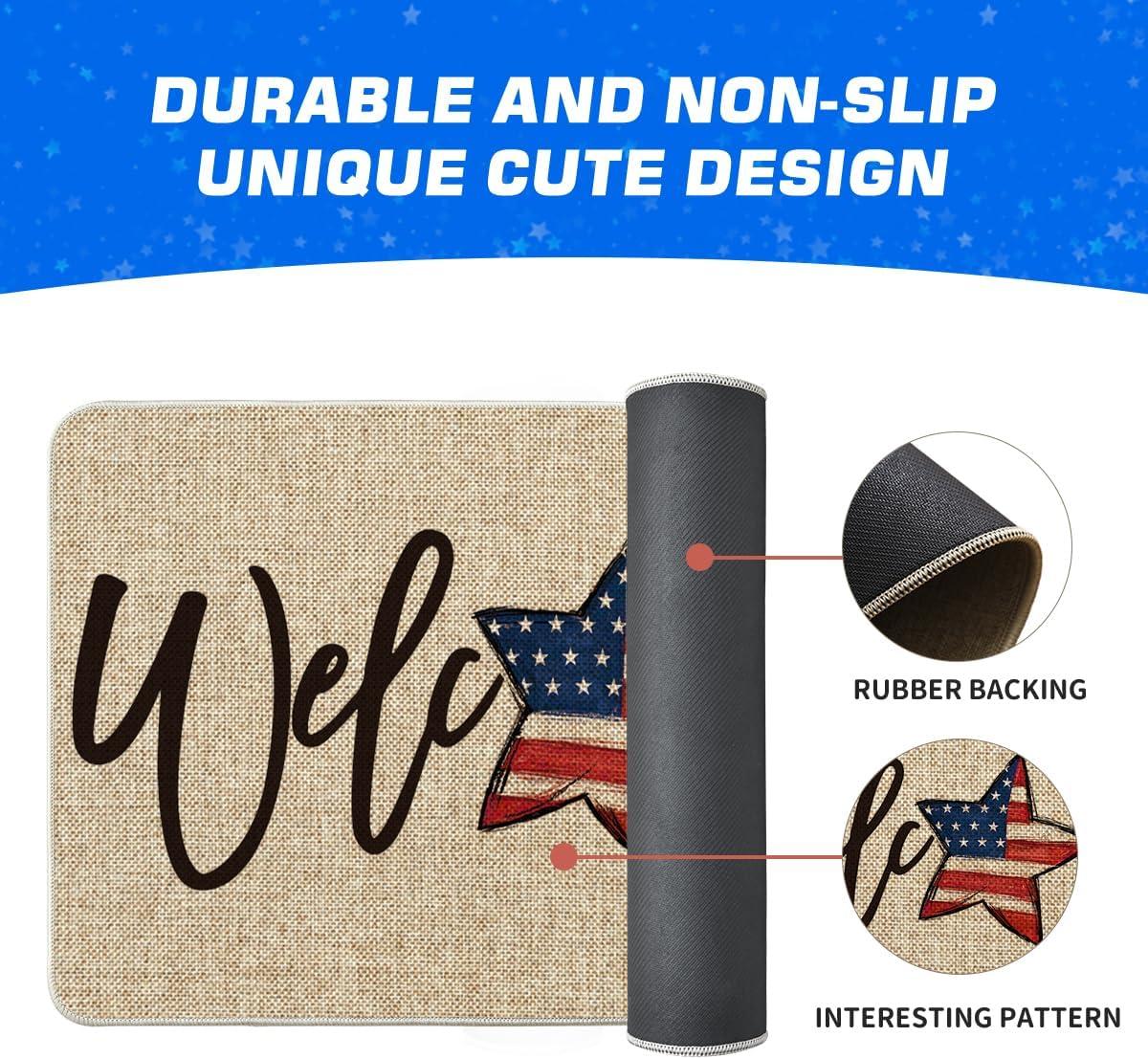 image:imageArtoid Mode Elegant American Flag Stars Memorial Day Welcome Doormat 4th of July Patriotic Liberty LowProfile Yard Floor Switch Mat for Indoor Outdoor 17 x 29 Inch