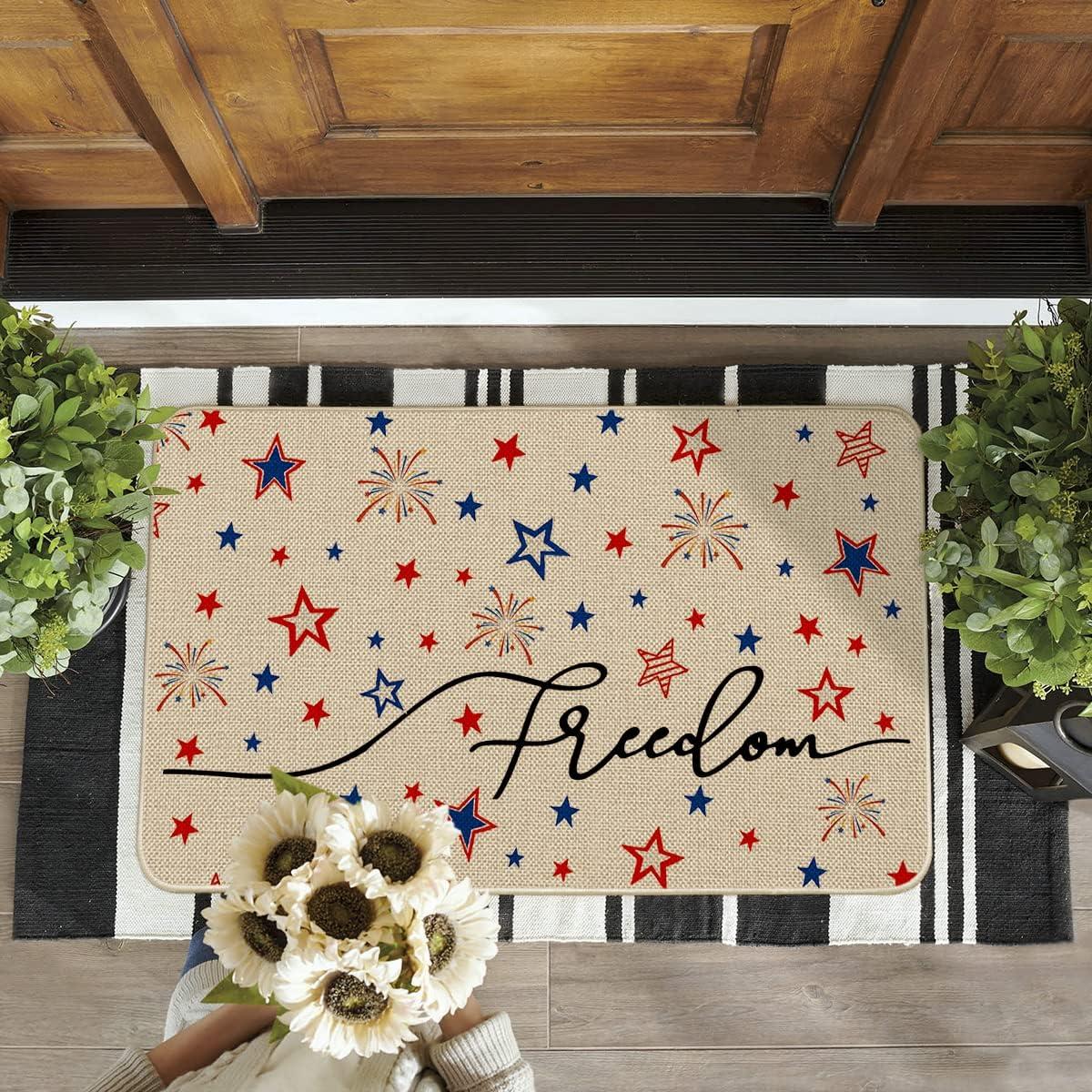 image:imageArtoid Mode Stars Freedom Patriotic 4th of July Doormat Memorial Day Home Decor Switch Rug Door Mat Floor Mat for Indoor Outdoor 17x29 Inch