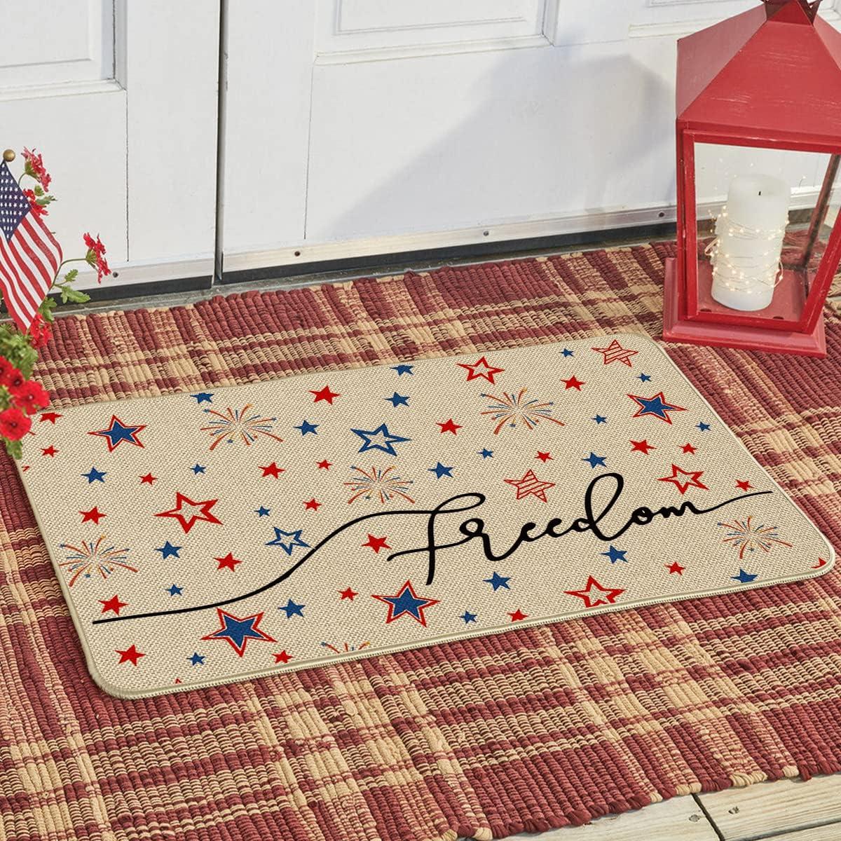 image:imageArtoid Mode Stars Freedom Patriotic 4th of July Doormat Memorial Day Home Decor Switch Rug Door Mat Floor Mat for Indoor Outdoor 17x29 Inch