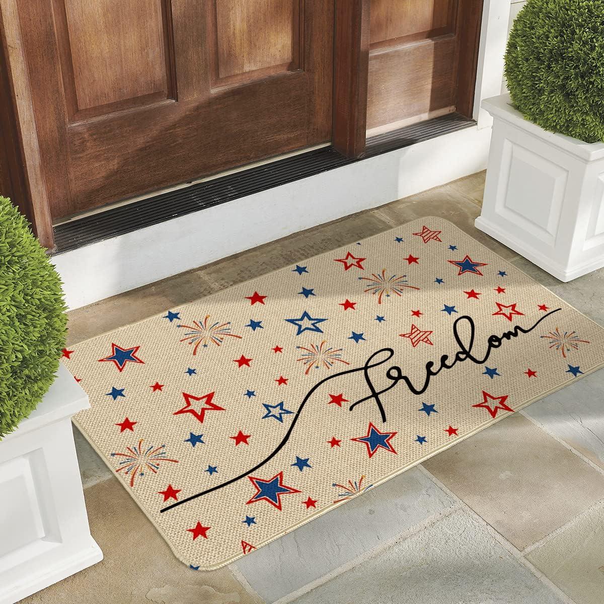 image:imageArtoid Mode Stars Freedom Patriotic 4th of July Doormat Memorial Day Home Decor Switch Rug Door Mat Floor Mat for Indoor Outdoor 17x29 Inch