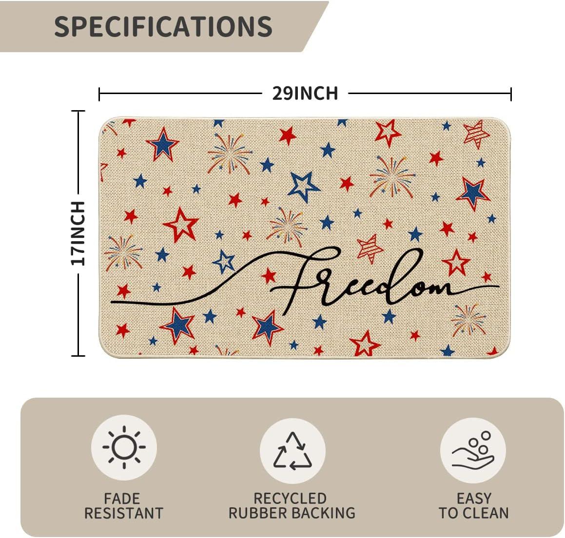 image:imageArtoid Mode Stars Freedom Patriotic 4th of July Doormat Memorial Day Home Decor Switch Rug Door Mat Floor Mat for Indoor Outdoor 17x29 Inch