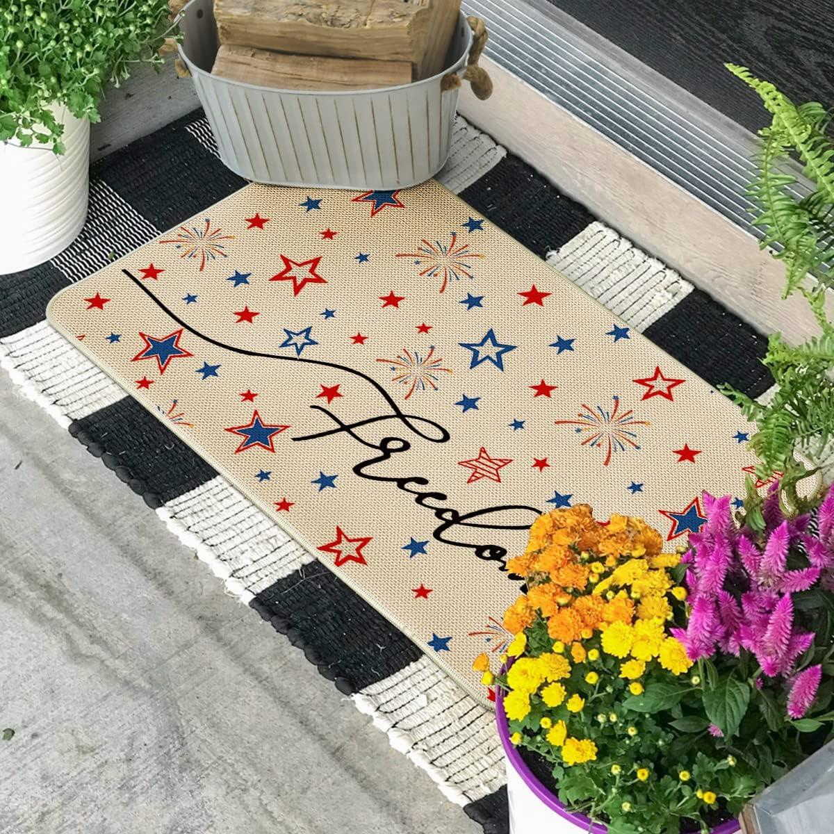 image:imageArtoid Mode Stars Freedom Patriotic 4th of July Doormat Memorial Day Home Decor Switch Rug Door Mat Floor Mat for Indoor Outdoor 17x29 Inch