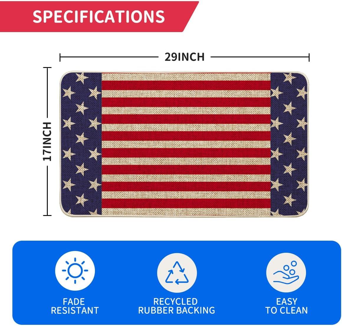 image:imageArtoid Mode Stars Stripes Patriotic 4th of July Doormat Memorial Day Home Decor Switch Rug Door Mat Floor Mat for Indoor Outdoor 17x29 Inch