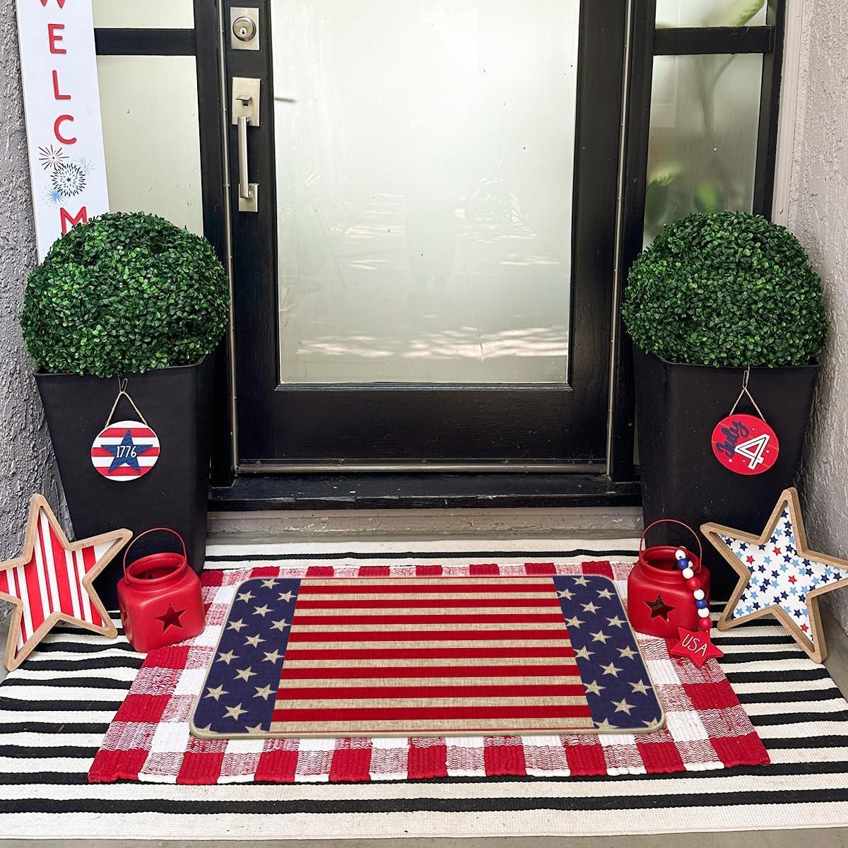 image:imageArtoid Mode Stars Stripes Patriotic 4th of July Doormat Memorial Day Home Decor Switch Rug Door Mat Floor Mat for Indoor Outdoor 17x29 Inch