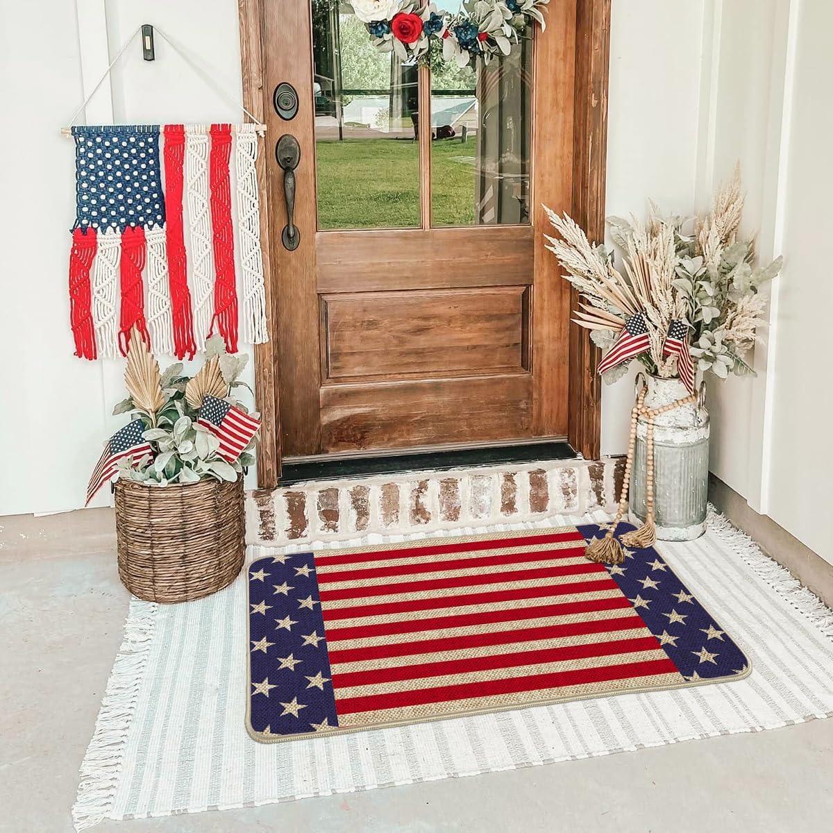 image:imageArtoid Mode Stars Stripes Patriotic 4th of July Doormat Memorial Day Home Decor Switch Rug Door Mat Floor Mat for Indoor Outdoor 17x29 Inch